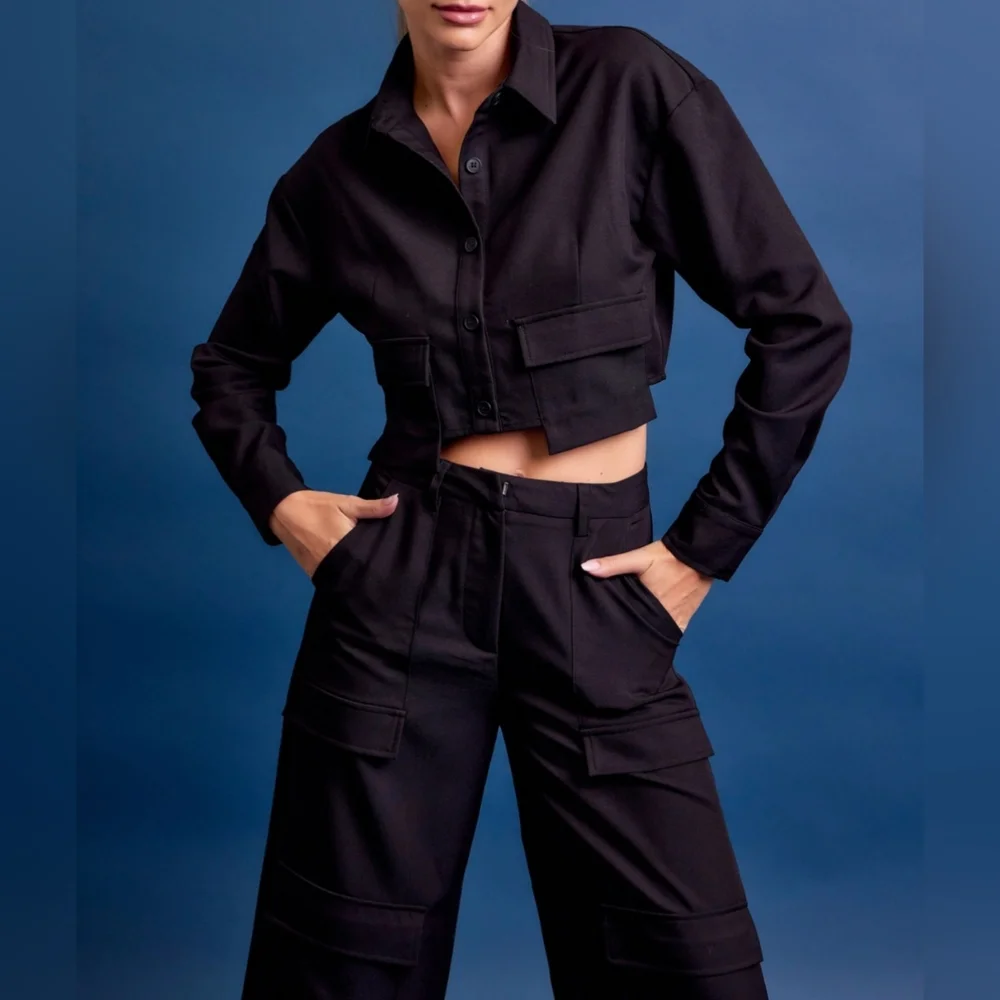 #495021 🛑S,L HIGH END Woven Cargo Jacket & Pants Set - Picture 13 of 16